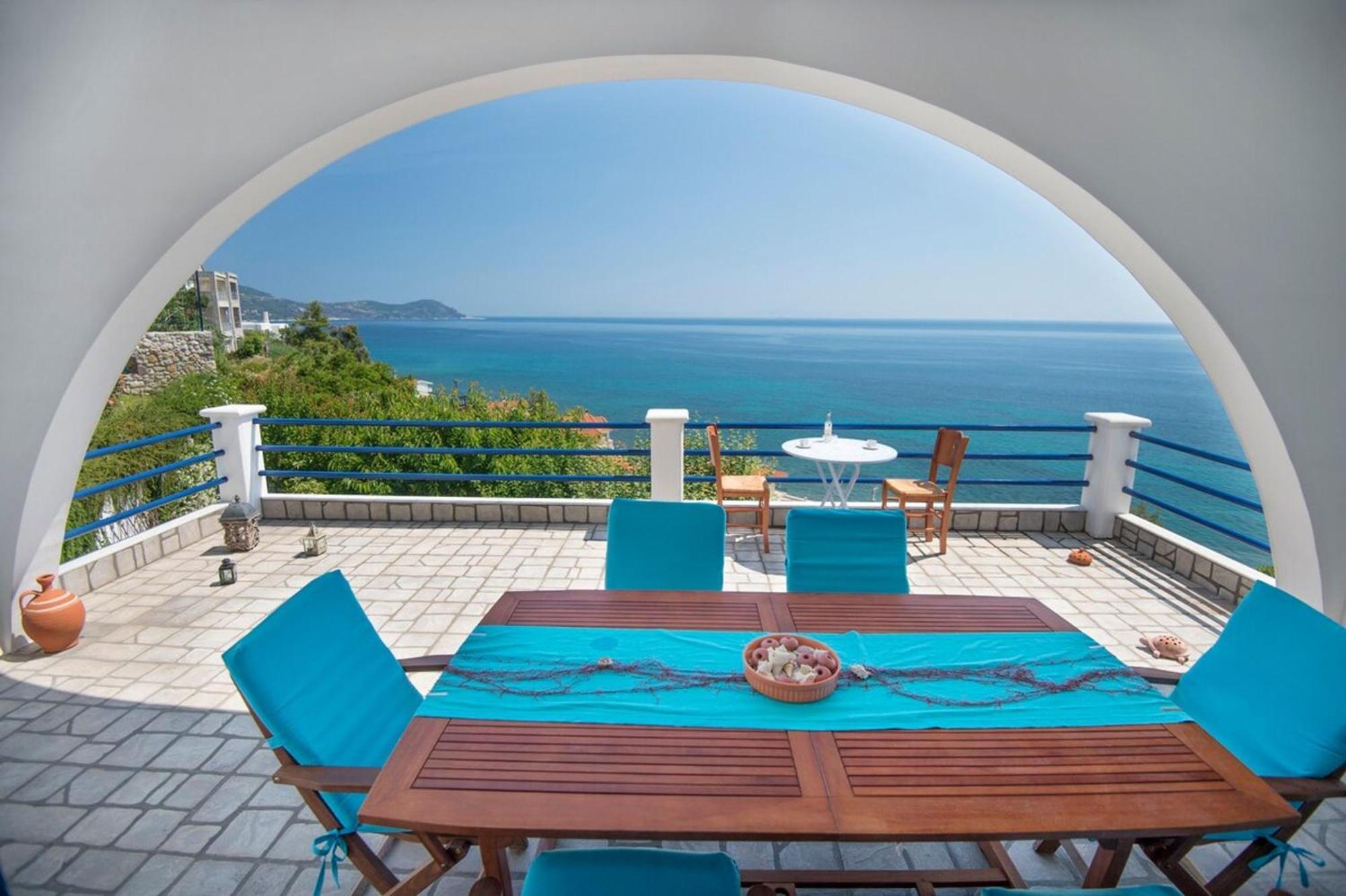 Blue Dream Seaside Villa With Superb Sea Views Kymi Bagian luar foto